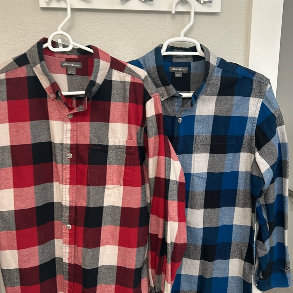 Two men’s flannel shirts, excellent condition.  Size large.